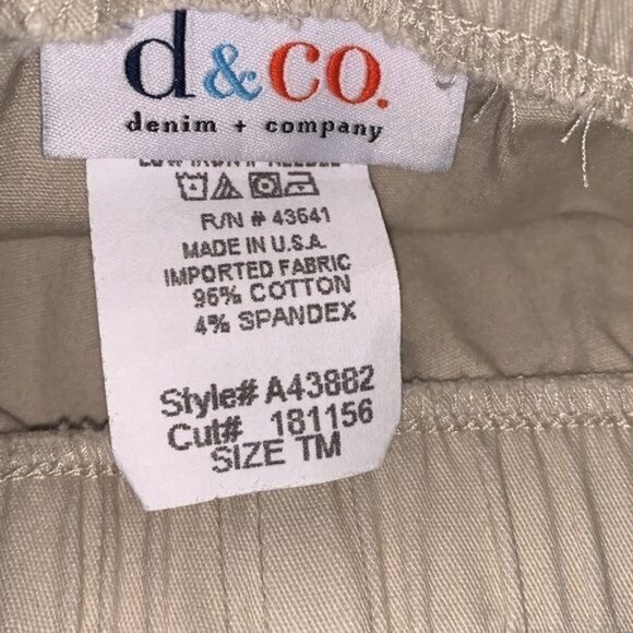 D&Co Womens Beige Pull-On Elastic Waist Stretch Pants 96% Cotton 4% Spandex TM - Picture 2 of 8